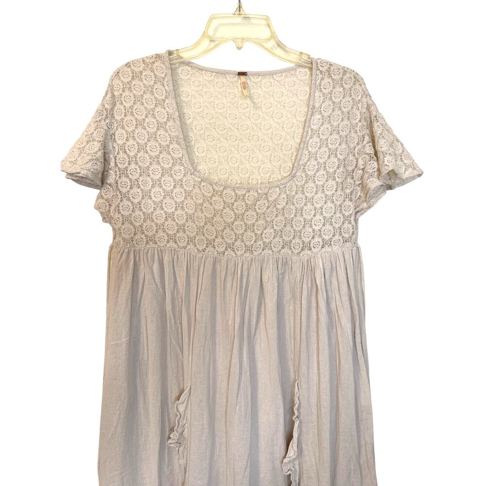 Free People Bring The Romance Midi Dress Khaki Beige Oversized XS￼ - Picture 4 of 15